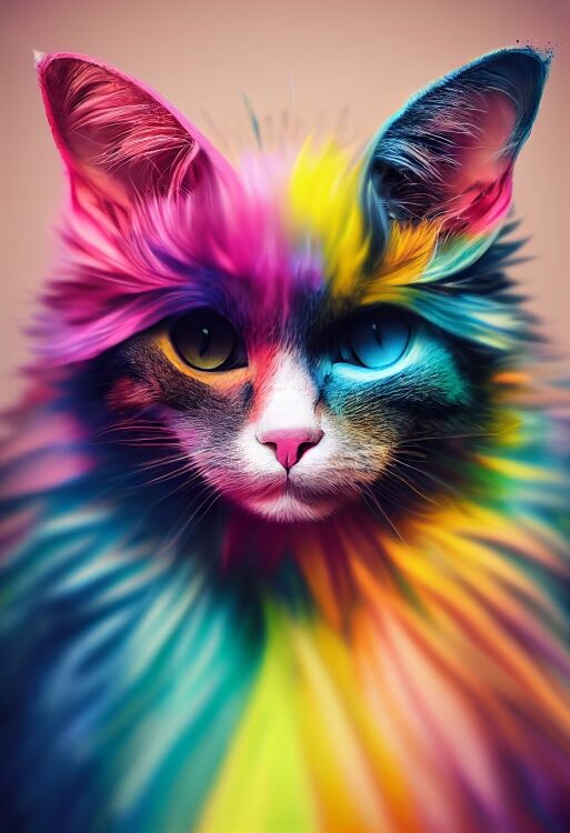 farbenfrohe Regenbogenkatze "Luna"